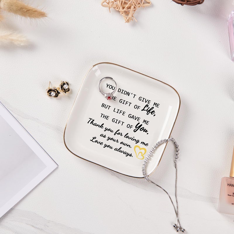 Piudee Step Mom Gifts for Bonus Mom Jewelry Dish Ring Dish Tray for Mother in Law Birthday Christmas Valentines Mother's Day Gift for Stepmom Bonus Mom - Thank You for Loving Me As Your Own - Image 4